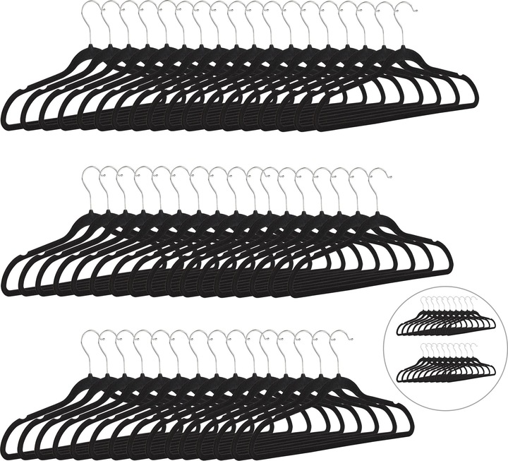 Image du produit Relaxdays Cintres en velours, noir (1 x)