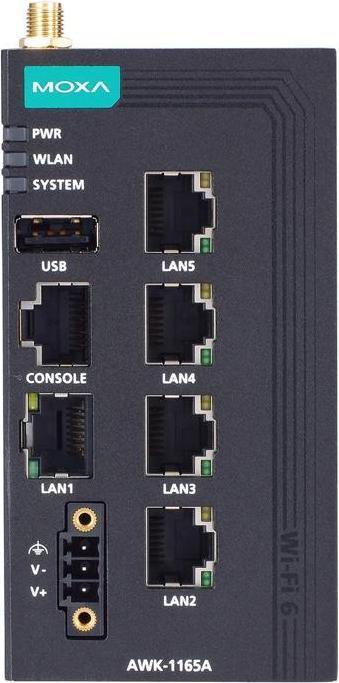 Actual product image Moxa Industrial 802.11ax wireless AP with 5 101001000BaseT(X) ports, IP30, US band, -
