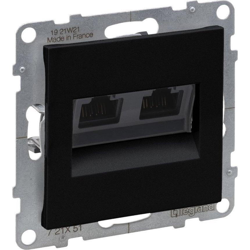 Legrand SUNO Doppelte Computersteckdose RJ45 Cat 5e UTP schwarz 721451 (UTP, CAT5), Netzwerkkabel