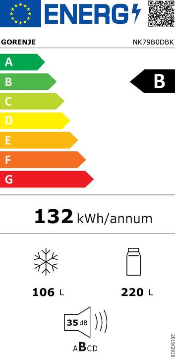 Energie-Label Gorenje Kühl-Gefrierkombi NK79B0DBK bk B (Speditionsversand) (326 l)
