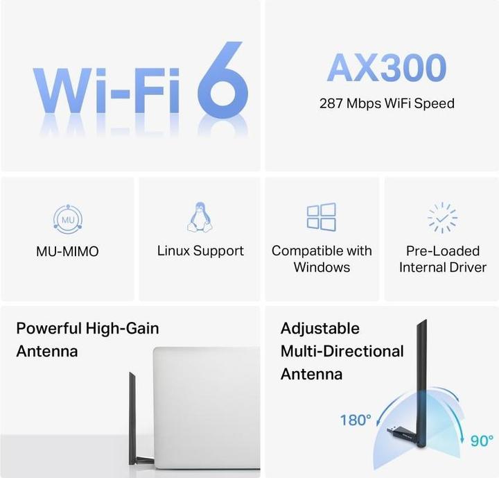 Produktbild Mercusys MA14H WiFi6 USB adapter (AX300,2,4GHz) (USB)