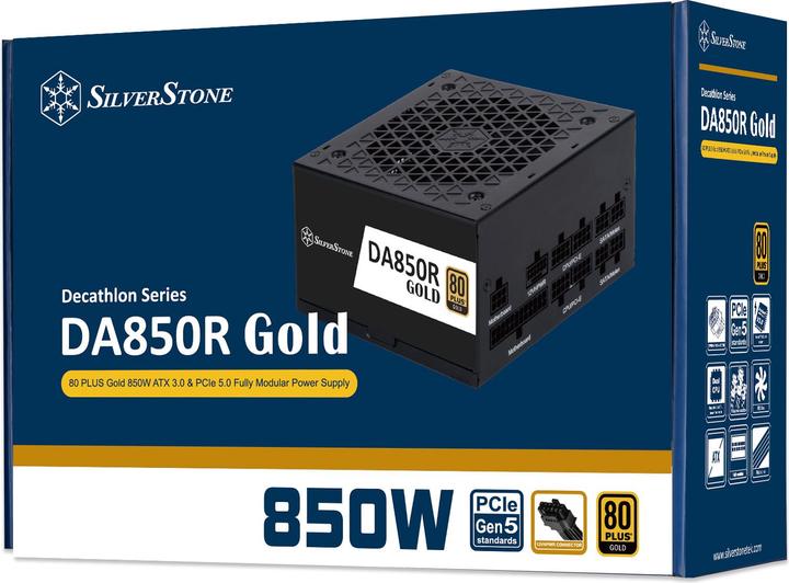 Actual product image Silverstone SST-DA850R-GM - 80 PLUS Gold 850W fully modular ATX power supply, silent running 120mm F (850 W)