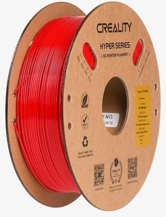 Image du produit Creality Filament PETG Hyper Rouge, 1.75 mm, 1 kg (PETG, 1.75 mm, 1000 g, Rouge)