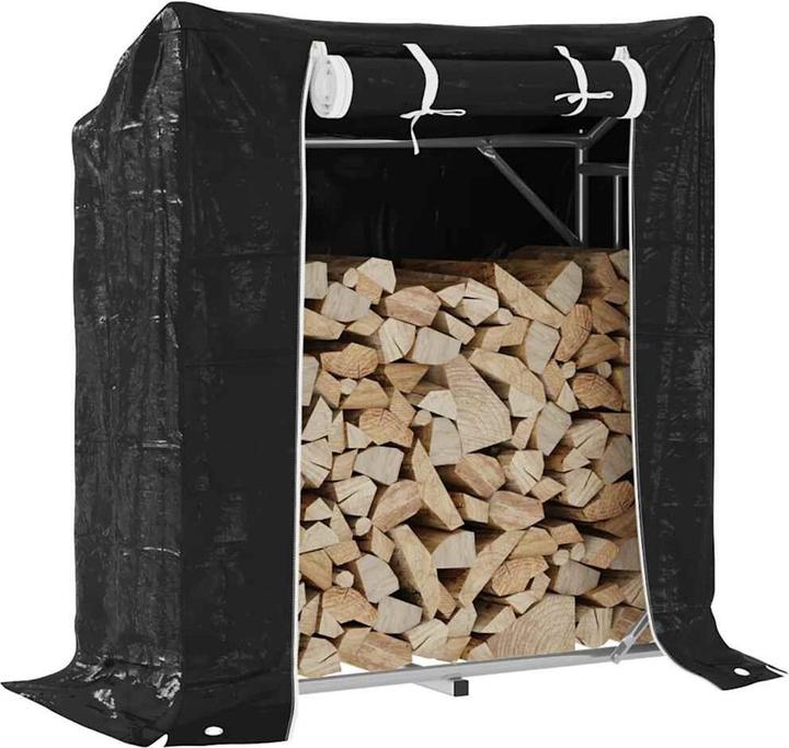 vidaXL Brandhoutrek met regenhoes 100,5x40,5x110,5 cm Brandhoutrek