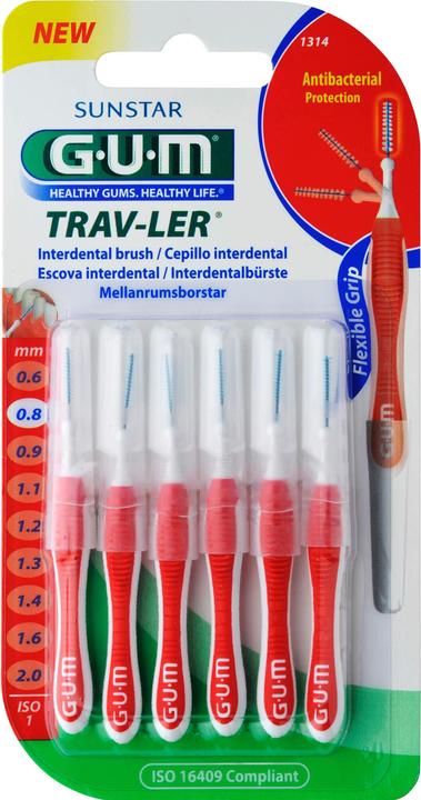 GUM SUNSTAR Trav-Ler ISO-Norm 1 0.8mm cylindric rot (6x)