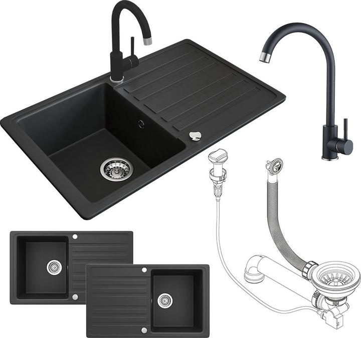 Actual product image Bergström with black fitting (Fitted sink, 46 cm, 76.50 cm)