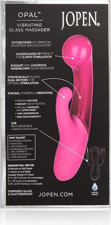 Actual product image CalExotics Opal by Jopen Vibrating Glass Massager - Pink