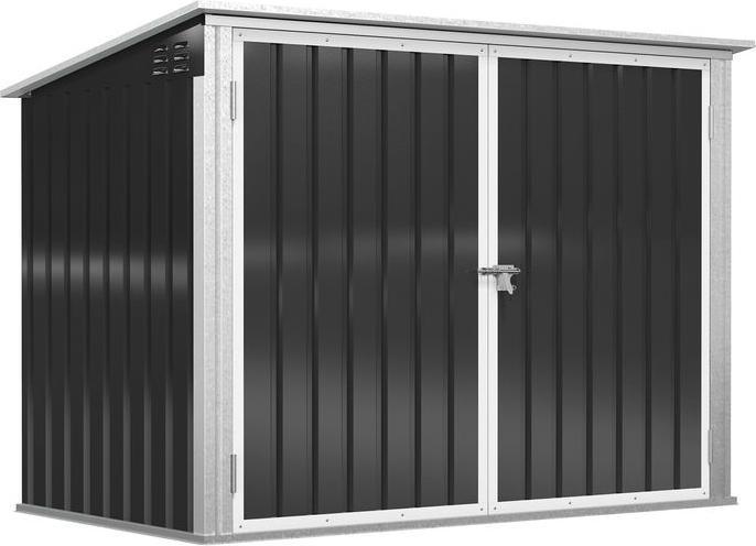 Produktbild Swisshandel24 Mülltonnenbox Müllbox abschliessbar für 2 Mülltonnen Stahl 178,5x104,5x128,5/113cm Schwarz