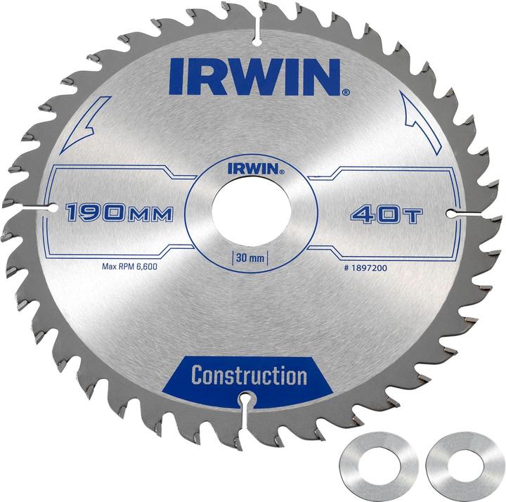 Produktbild Irwin IRW1897200 190 x 30 mm 40Teeth Kreissägeblatt mit ATB Mahlgrössen Zahn