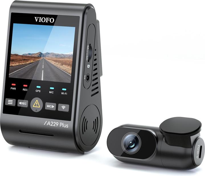 Image du produit Viofo A229 Plus 2CH - Double caméra de recul (Microphone intégré, Récepteur GPS, Écran intégré, Bluetooth, Accéléromètre, Vision nocturne, 2K)