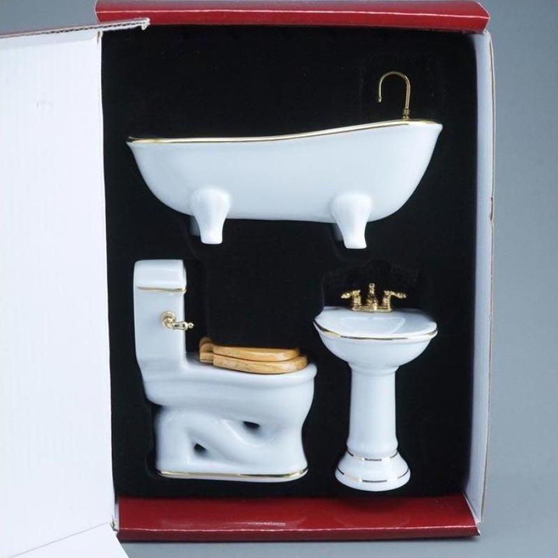 Reutter, Deko Objekt, 001.767/3 - Badset, weiss, 3-teilig, Miniatur