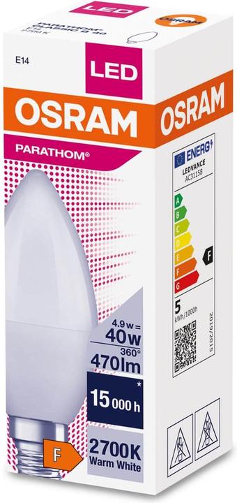 Produktbild Osram LED-Kerzenlampe (E14, 4.90 W, 470 lm, 1 x, F)