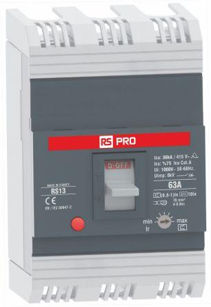 Produktbild RS PRO RS RS13, Schutzschalter 3-polig, 63A / Absc