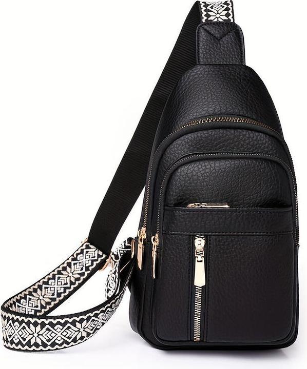 Actual product image Only-Bags.Store Vintage chest bag with multiple pockets and zip fastening, casual sports shoulder bag made of