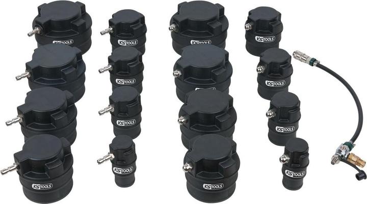 Actual product image KS Tools Turbo system pressure tester kit with stepped adaptor, 17 pcs