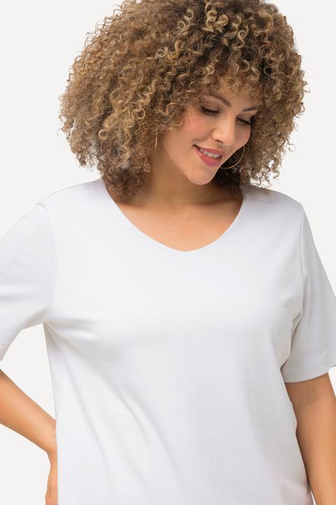 Immagine prodotto Ulla Popken Maglia aderente con davanti doppio, scollo a girocollo e mezze maniche (62)