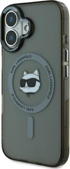Actual product image Karl Lagerfeld KLHMP16SHLSCHK iPhone 16 6.1" czarny/black hardcase IML Metal Choupette Head MagSafe (Apple iPhone 16)