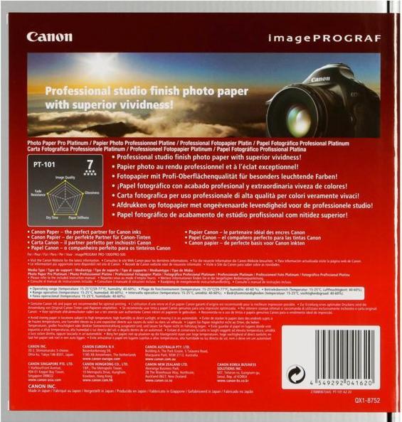 Immagine prodotto Canon Carta fotografica Pro Platinum (300 g/m², A2, 20 pz.)