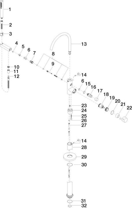 Produktbild Dornbracht Meta Wannen-Einhandbatterie mit Standrohr 25863661, für freistehende Montage mit Schlauc