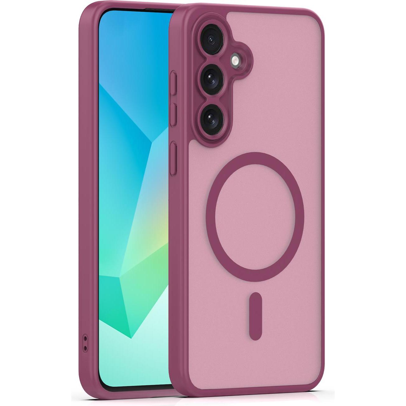 OEM Mag Matt case for Samsung S24 / S25 maroon (Samsung Galaxy S24, Samsung Galaxy S25), Cover smartphone, Marrone