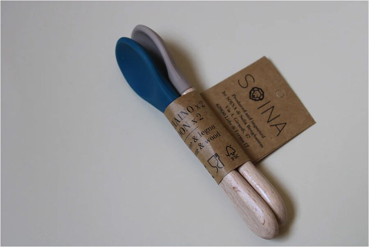 Immagine prodotto Soina Set di cucchiai in silicone con manico in bambù