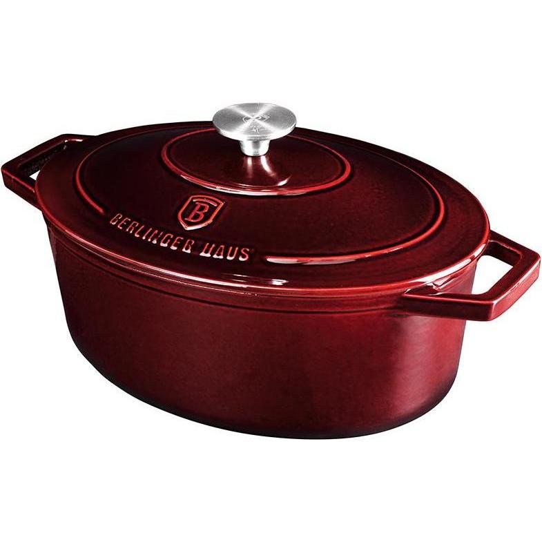 BerlingerHaus Enamelled cast iron stewer 5,56L Burgindy Strong Mold BH / 6519, Pfanne + Kochtopf, Schwarz