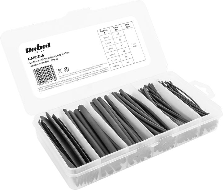 Actual product image Cabletech Set of 10 cm heat-shrinkable tubes. black, 6 diameters - 170 pcs. (170x)