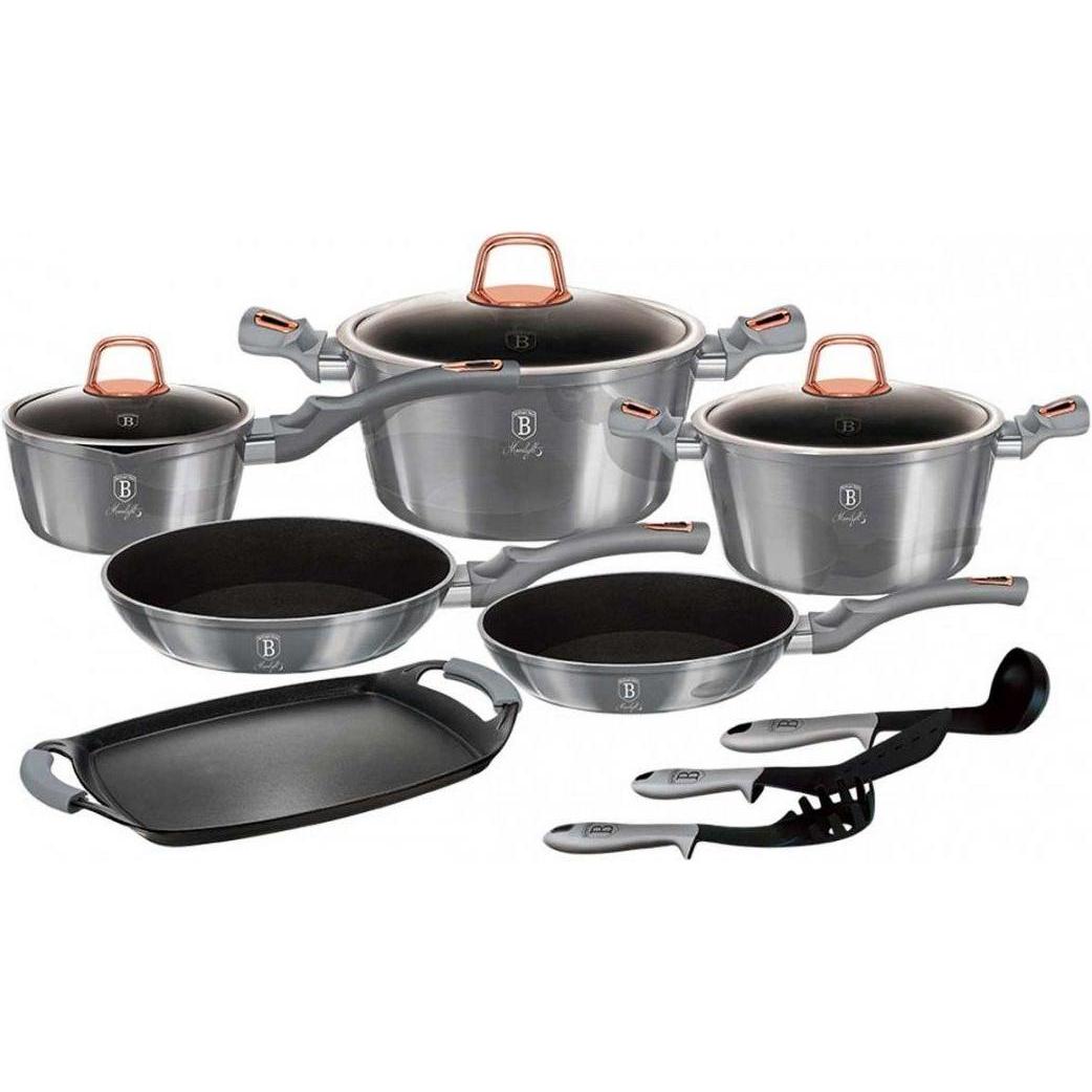 BerlingerHaus Granite Pot Set, Pfanne + Kochtopf, Grau