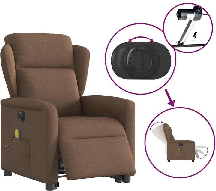 Immagine prodotto vidaXL Poltrona massaggiante elettrica con ausilio per l'assistenza in piedi in tessuto marrone