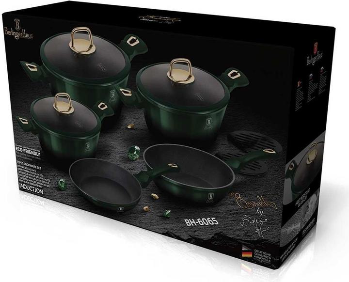 Actual product image BerlingerHaus TITANIUM POT SET 10 PCS. BERLINGER HOUSE BH-6065 EMERALD (Pan set + pot set, Aluminium)