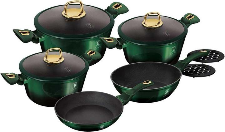 Actual product image BerlingerHaus TITANIUM POT SET 10 PCS. BERLINGER HOUSE BH-6065 EMERALD (Pan set + pot set, Aluminium)