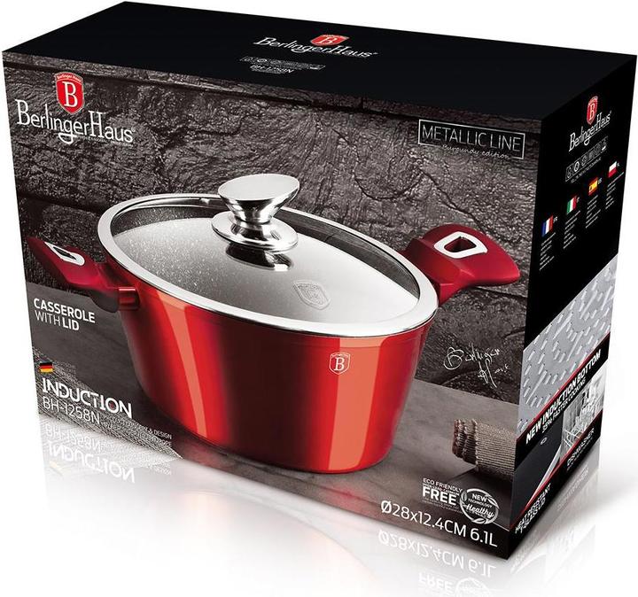 Actual product image BerlingerHaus GRANITE POT 28cm Red METALLIC LINE BH-1258 (Aluminium, 28 x 12.50 cm)