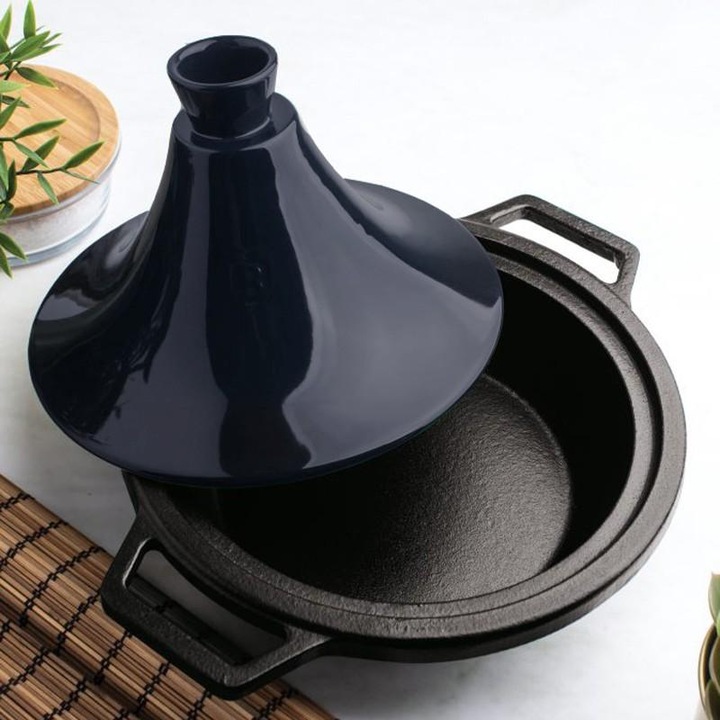 Produktbild BerlingerHaus «Tajin» 2L | enamelled cast iron casserole 22 × 7,5cm (h-25cm with ceramic lid) Moonli (22 cm, Tajine Topf, Gusseisen)