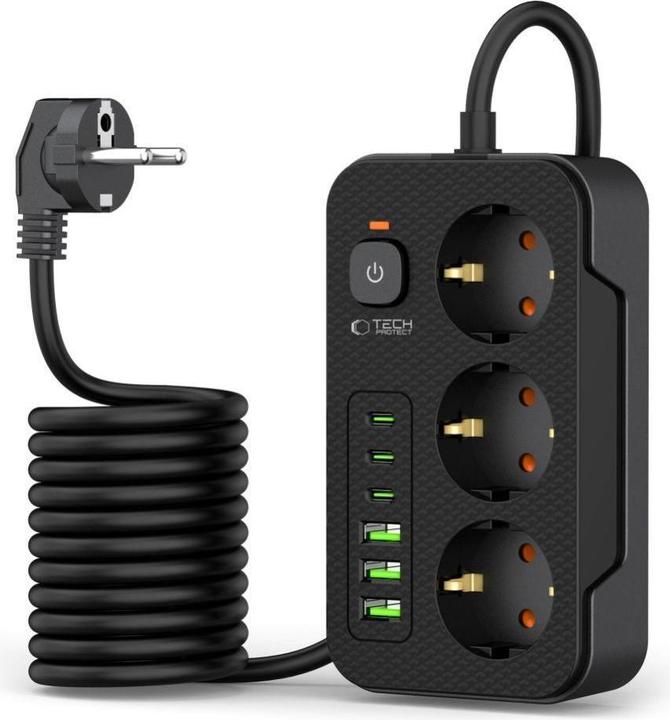 Productafbeelding Tech-Protect PC3X6 Power Strip (3 x, CEE, USB-C, USB-A, 2 m)