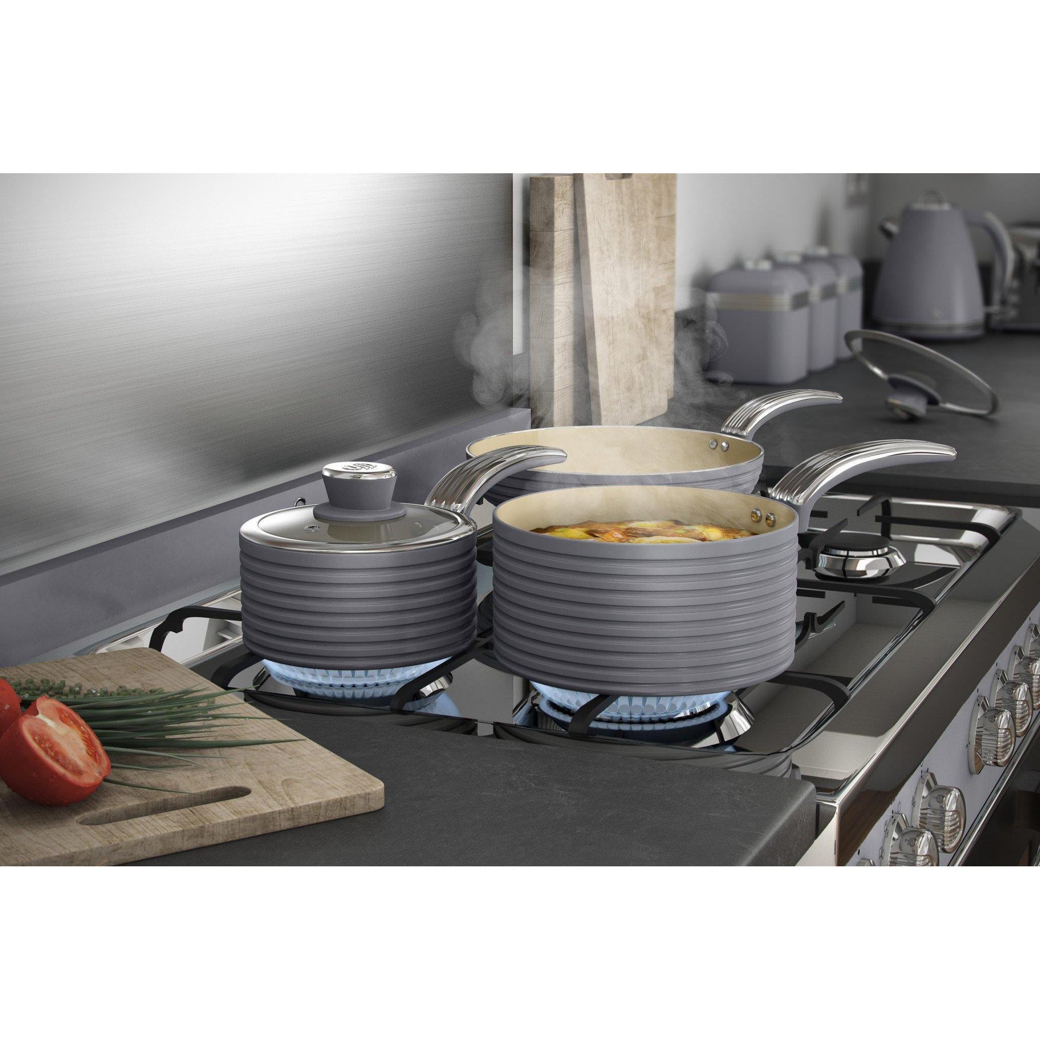 Thumbnail - Swan Pot set retro RETRO SWPS3020GRN, Pfanne + Kochtopf, Grau