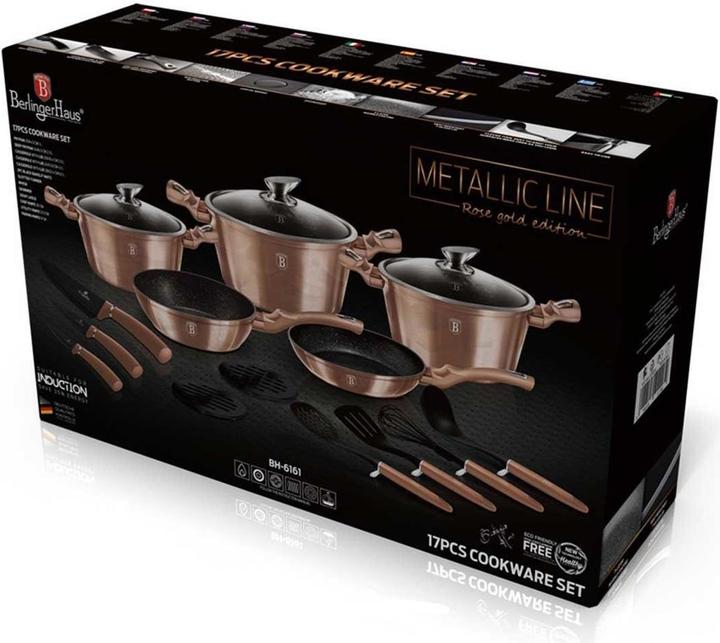 Produktbild BerlingerHaus GRANITE POT SET BH-6161 ROSE GOLD 17 ELEM. (Pfannenset + Topfset, Aluminium)
