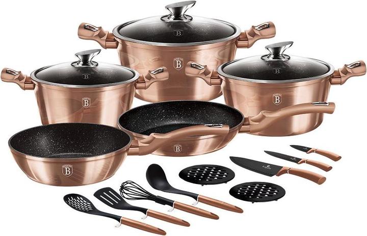 Produktbild BerlingerHaus GRANITE POT SET BH-6161 ROSE GOLD 17 ELEM. (Pfannenset + Topfset, Aluminium)