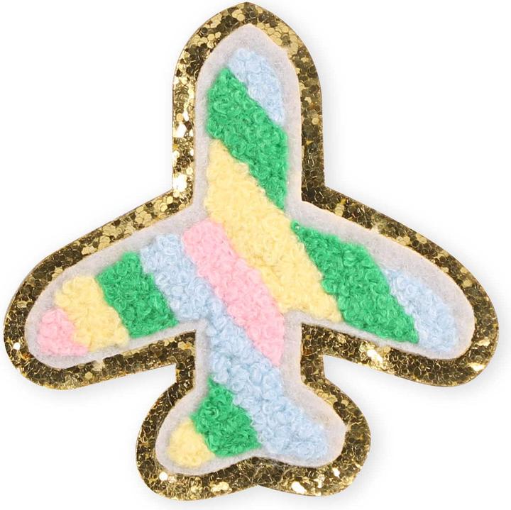 Actual product image PhoneLook Autocollant sticker pour téléphone/tablette/ordinateur brodé en 3D Avion avec bord doré