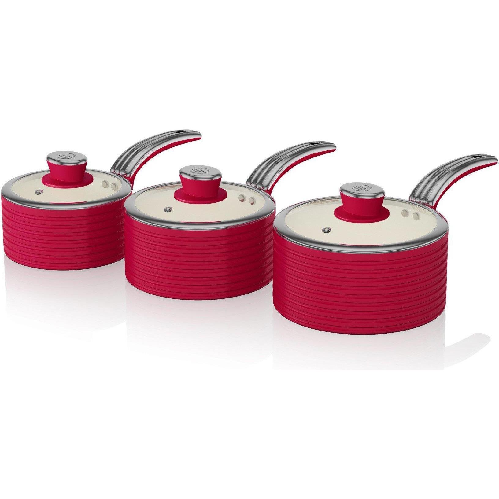 Swan Pot Set retro RETRO SWPS3020RN, Pfanne + Kochtopf, Schwarz