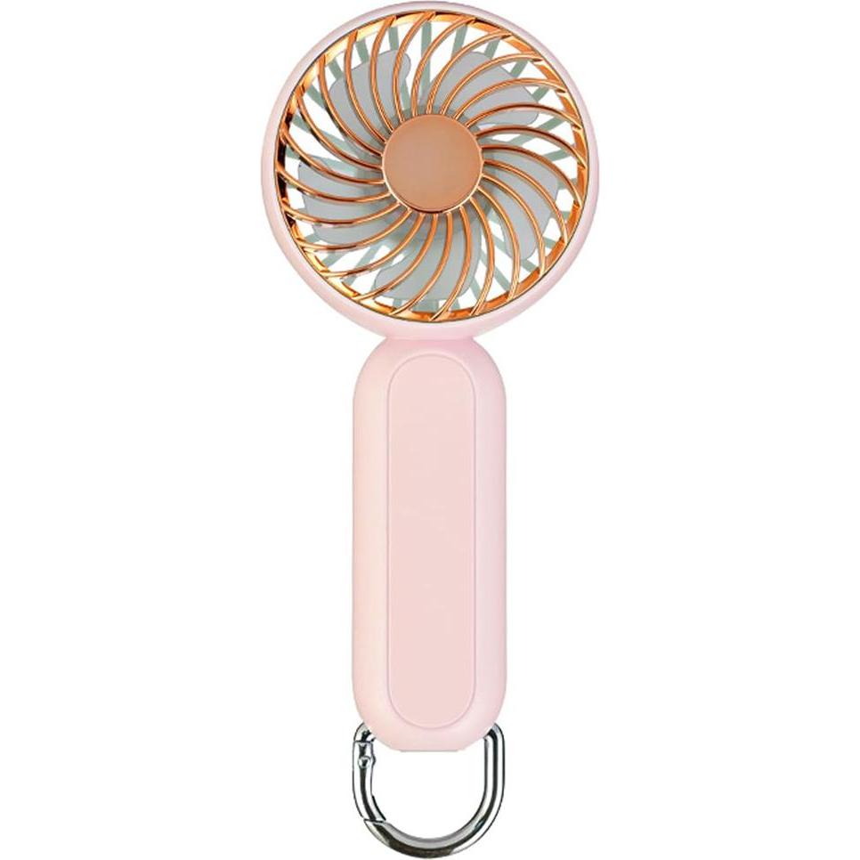 Techsuit - Handheld Fan (A217) - USB Rechargeable, Three Speeds, 1200mAh - Gold Pink, Ventilatore, Oro, Pink