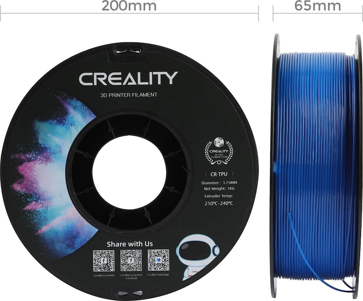 Actual product image Creality Filament (TPU, 1.75 mm, 1000 g, Blue)