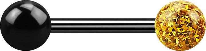 Actual product image Star Piercing Barbell schwarz mit Kugel und Kristallkugel topaz Epoxy Schutzschicht (without brass, Titanium)