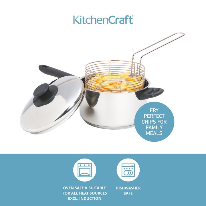 Actual product image Kitchen Craft Deep frying pot and basket (Pot, Stainless steel)