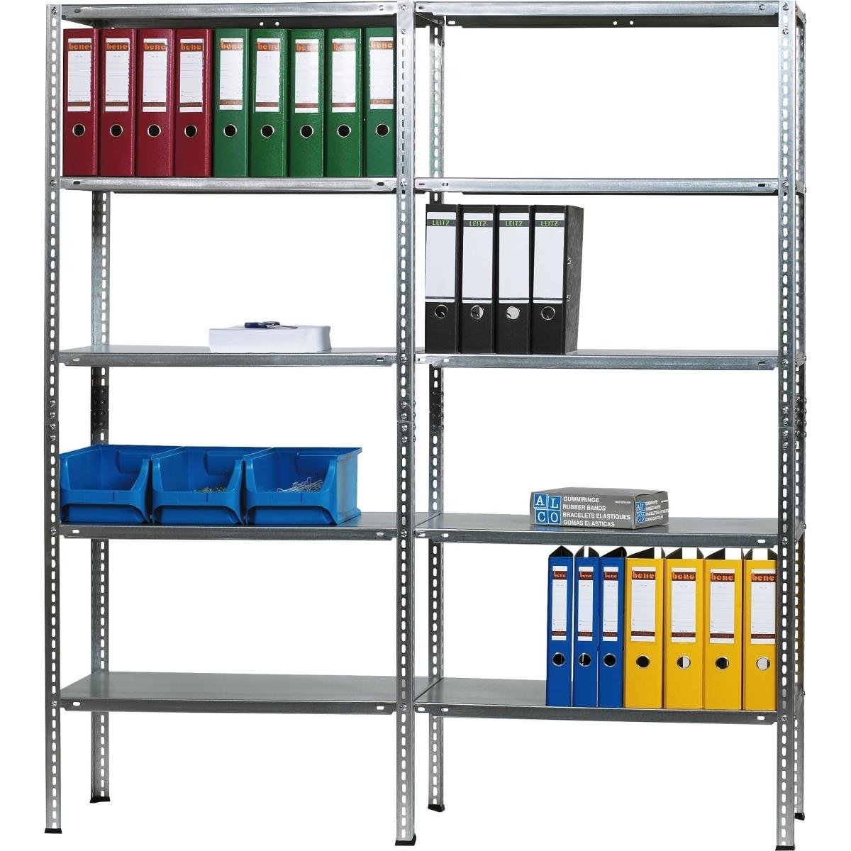 Alco, Aktenschrank, Regal Stahlblech 10 Böden 160x40x180cm silber (160 x 40 x 180 cm)