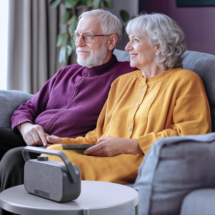 Actual product image Hama Lautsprecher für Fernseher, 2,4-GHz-Station + Bluetooth®, tragbar, stereo (18 h, USB power delivery, Electrical connection)