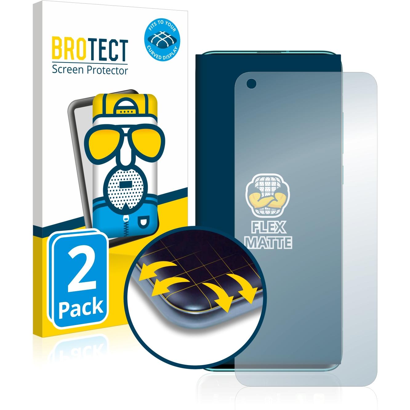 BROTECT Full-Cover Displayschutz Matt (2 Stück, Xiaomi Mi 10), Smartphone Schutzfolie, Grau