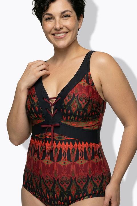 Actual product image Ulla Popken Alpine Pattern One Piece Swimsuit (46)
