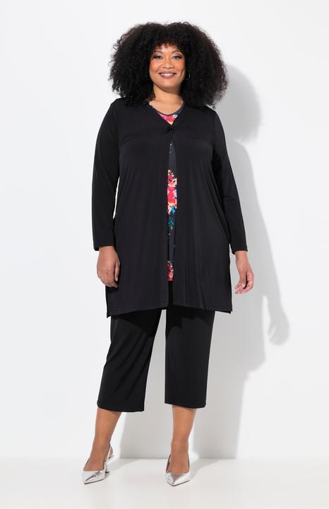Image du produit Ulla Popken Veste en jersey, imprimé à pois. Col en V, manches longues. Fermeture à bouton. (62)