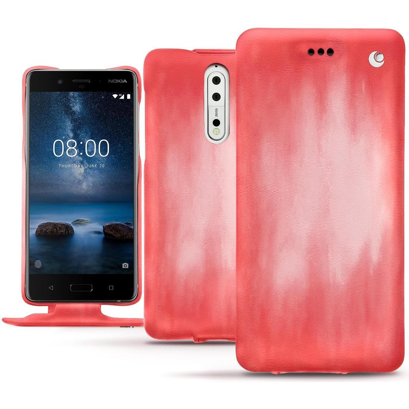 Thumbnail - Noreve Lederschutzhülle vertikal (Nokia 8), Smartphone Hülle, Rosa