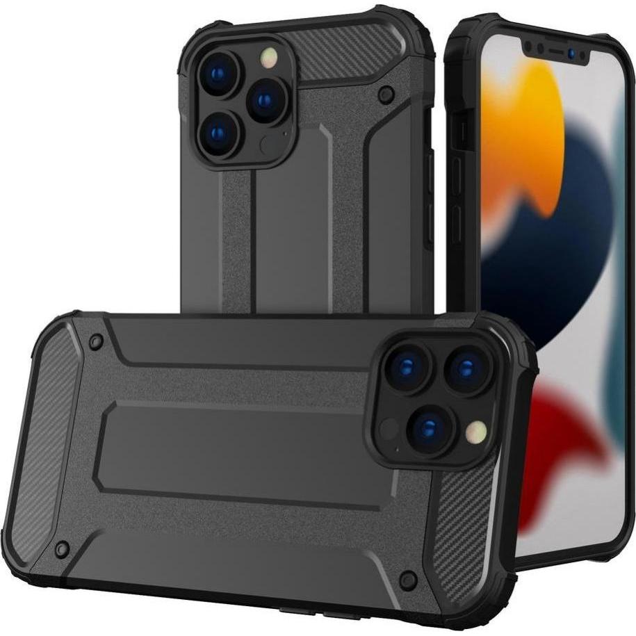 Hurtel Hybrid Armor case iPhone 14 Pro armored hybrid case black (Apple iPhone 14 Pro), Smartphone Hülle, Schwarz